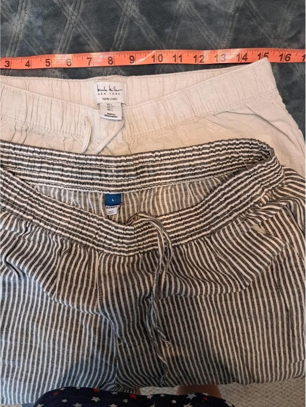 2 Lots Of Nicole Miller & Old navy Pants Womens  Cargo Pant Cropped 100% Linen L